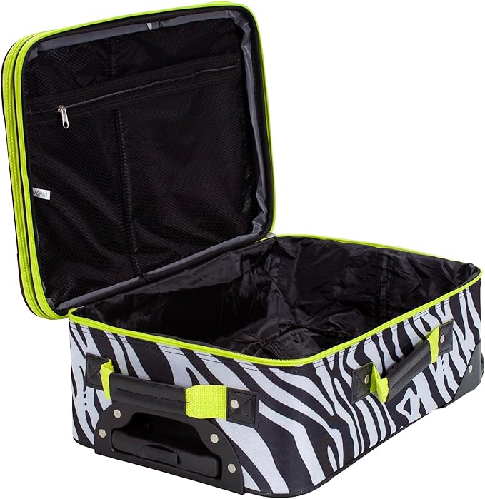 Rockland Fashion Softside Upright Luggage Set, Expandable, Lime Zebra, 2-Piece (14/19)