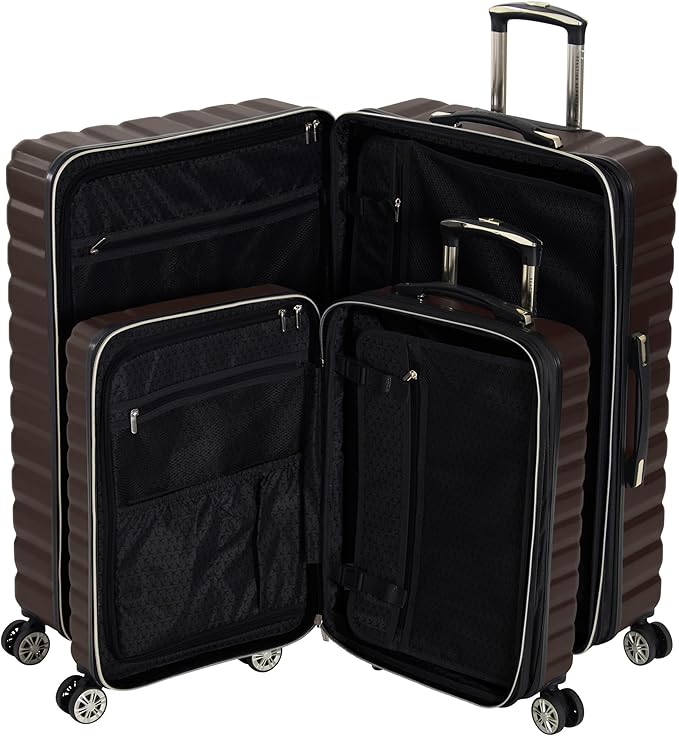 Kenneth Cole REACTION Madison Square Lightweight Hardside Chevron Expandable Spinner Luggage, Chocolate Brown, 2-Piece Set (20" & 28")