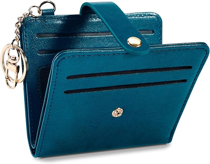 Airkit Small Wallets Woman RFID Blocking Leather Credit Card Holder - with ID Window - Card Wallets for Women - with Zipper Coin Purse - Keychain Wallet