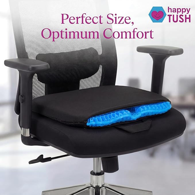 NOVA Extra Wide Cooling Gel Seat Cushion 17” x 18” – Breathable Honeycomb Design for Pressure Relief, Non-Slip Chair Pad with Handle for Office Chair, Car & Wheelchair