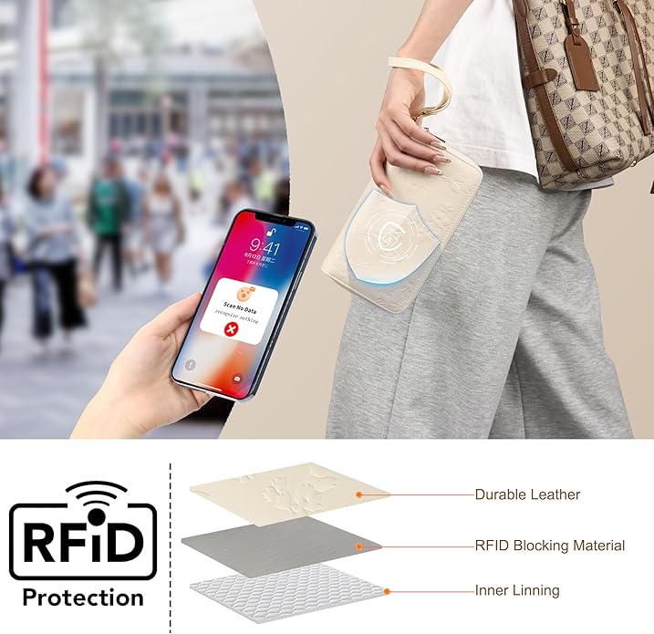 yiijay Womens Wallet RFID Blocking Large Capacity Vegan Leather Double Zip Wristlet Wallet Card Holder Travel Ladies Clutch