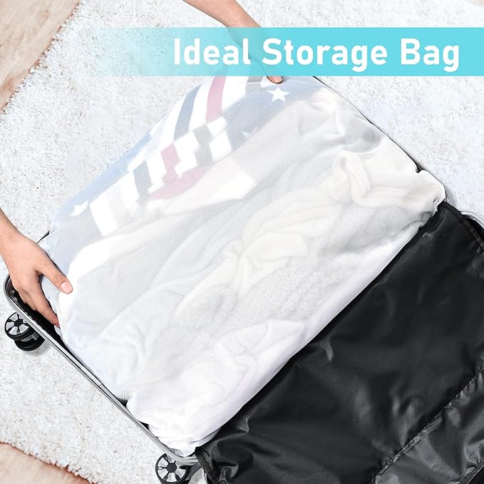 OTraki Large Mesh Laundry Bags 28x35 inch Zipper Mesh Lingerie Bags for Washing Delicates Net Laundry Mesh Bag Machine Washable for Dorm Hotel Camp Don't Drying, Melting 140-176℉, White