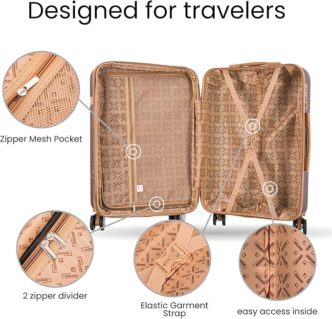 Luggage Sets 3 Piece Carry On Luggage Set 20 Inch Hardshell & Lightweight PP Luggage Suitcase with Detachable Spinner Wheels & TSA Lock 20" Suitcase with Duffel & U-shaped pillow