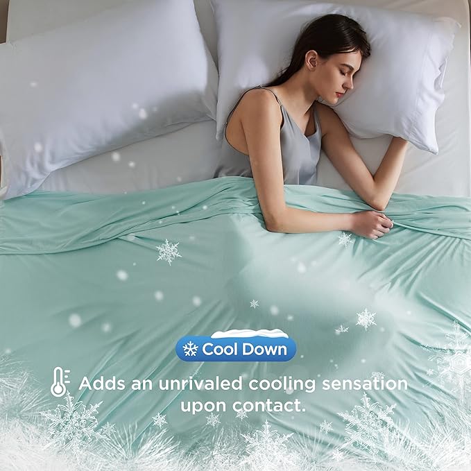 Bedsure Green Cooling Blanket Twin XL for Hot Sleepers -Summer Cold Blanket with Rayon Derived from Bamboo for Twin Size Bed, Ice Cool Cold Lightweight Arc-Chill Thin Summer Bedding, 60x90