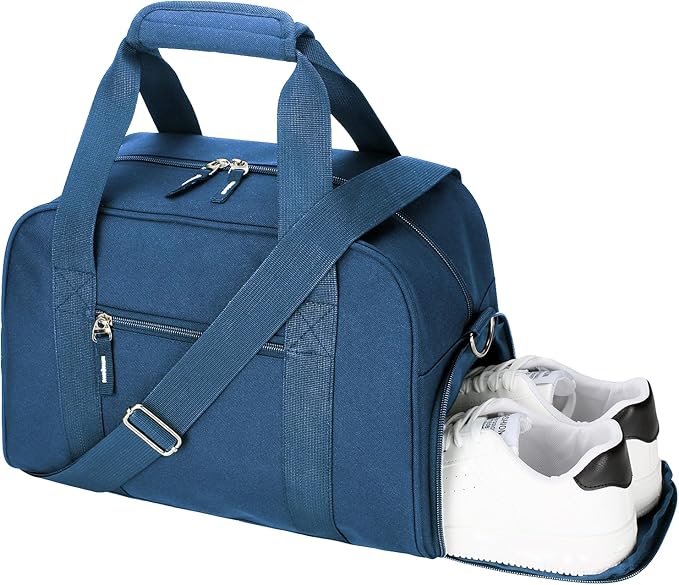 SeaRock 14 inch Small Gym Bag for Men & Women, Mini Duffle Bag with Shoe Compartment, Carry On Duffel Bag for Travel Sports, Navy Blue