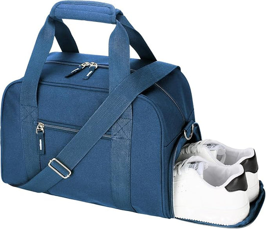 SeaRock 14 inch Small Gym Bag for Men & Women, Mini Duffle Bag with Shoe Compartment, Carry On Duffel Bag for Travel Sports, Navy Blue