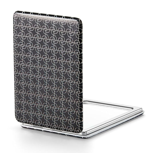 OMIRO 1X/3X Magnifying Mirror, Unique Painting Compact Mirror with Classical PU Leather, 2.4" W x 3.4" L (Black Pinwheel Stripe)