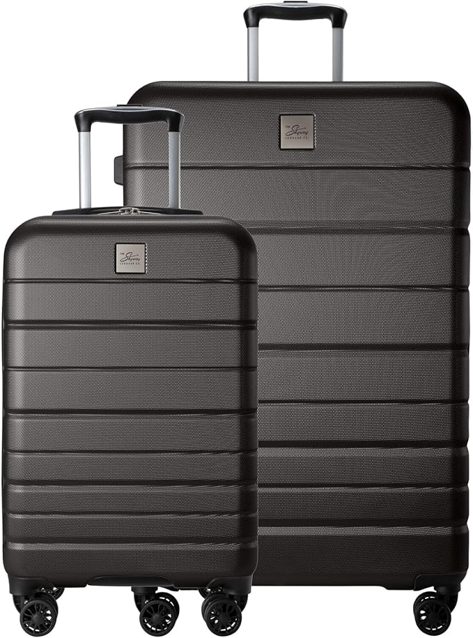 Skyway Epic 2.0 Hardside Lightweight and Durable ABS Shell Luggage, Spacious with 8-Wheel Spinners, Comfort Grip with Telescoping Handle, Men and Women, Midnight, 2-Piece Set (20,28)