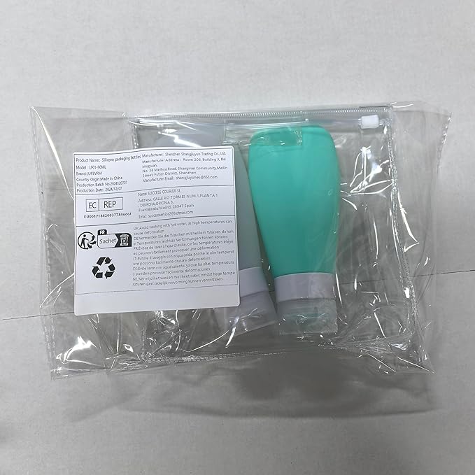 2 Pcs Silicone Travel Bottles,3oz Leak Proof Refillable Squeeze Containers with Transparent Carry Bag,Small Empty Travel Size Bottles for Shampoo,Conditioner,Lotion,Toiletries