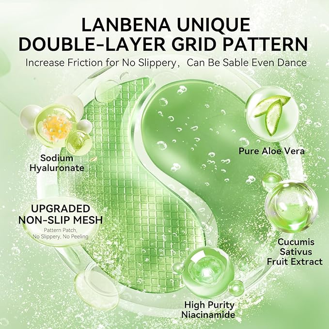 LANBENA Aloe Vera Under Eye Patches for Puffy Eyes and Dark Circles Collagen Eye Gels Mask - Skin Treatment Pads Hydration and Skin Elasticity-30 Pairs