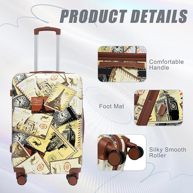 Luggage Set, Hardside Lightweight Suit case with Spinner Wheels
