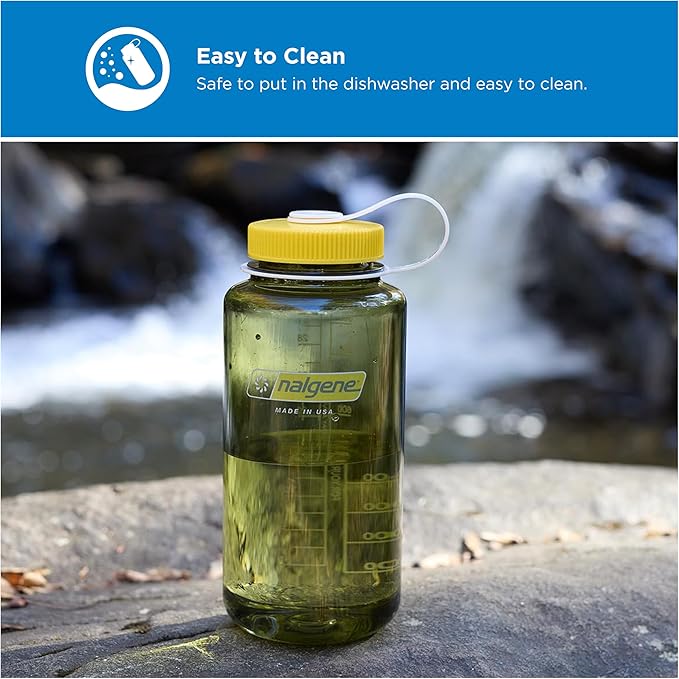 Nalgene 32 oz Wide Mouth Water Bottle | BPA-Free, Durable & Leak Proof, Lightweight Bottle for Hiking & Gym, Work & Travel