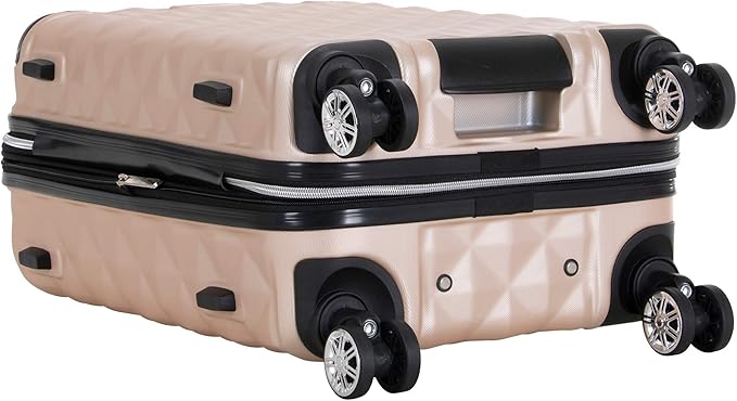 Kenneth Cole REACTION Diamond Tower Collection Lightweight Hardside Expandable 8-Wheel Spinner Travel Luggage, Rose Champagne, 3-Piece Set (20", 24", & 28")