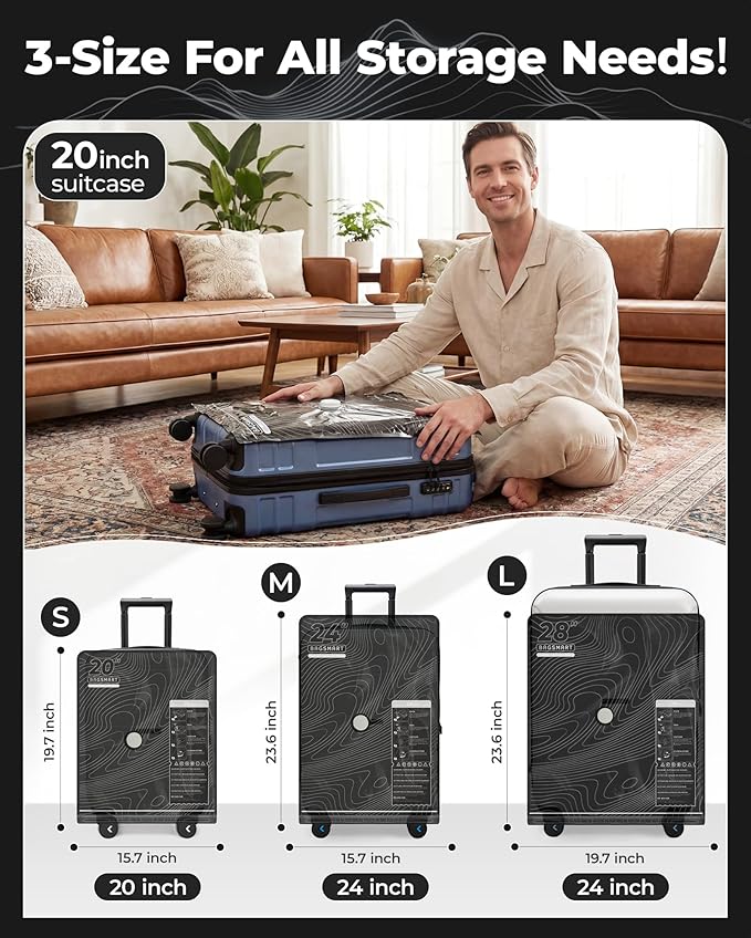 BAGSMART Travel Vacuum Seal Bags with Pump, Jumbo Vacuum Storage Bags for Clothes Blankets Comforters, Space Saver Bags for Travel, Compression Bags for Seasonal Storage-Graphite Ridge