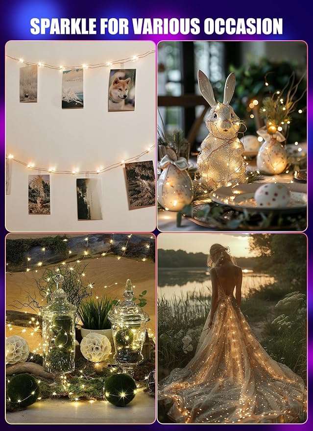 Minetom Upgraded Color Changing Fairy String Lights - 33 ft 100 LED 24 Colors USB Silver Wire Lights with Remote and Timer for DIY Bedroom Party Indoor Christmas Decoration, Adapter Included | USB Plug in, 100 LED, 24 Colors, Adapter Included, Lovely f...