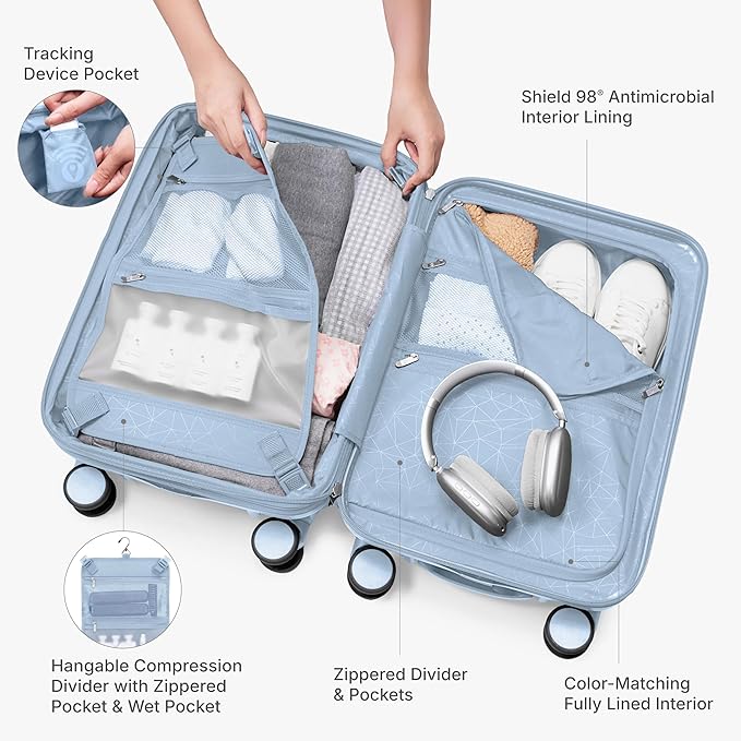 Traveler's Choice Edinburgh II Hardside Spinner Luggage, TSA Lock, Blue, 29" Large