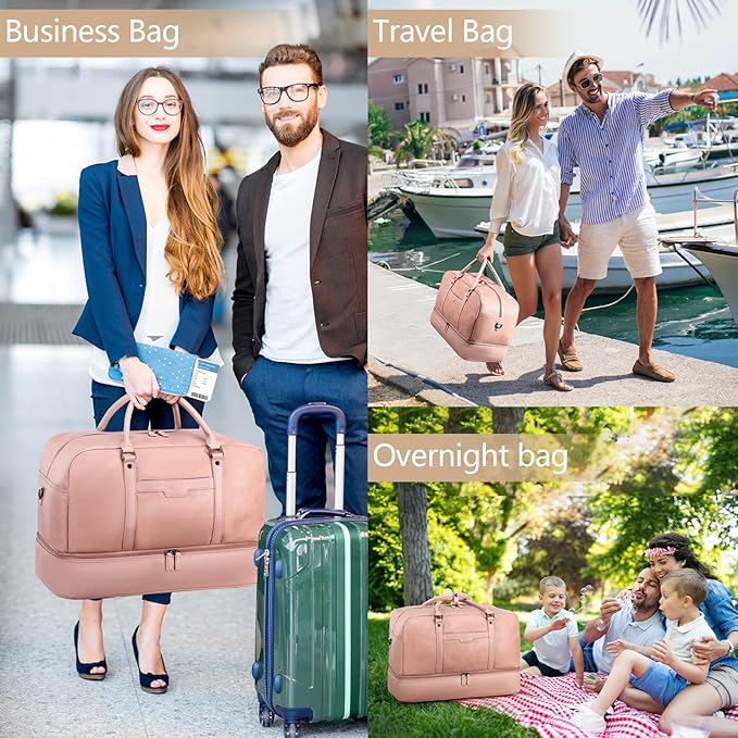 Wogarl Weekender Bag for Women Men Large Overnight Bag Travel Duffel Bag with Shoe Compartment Toiletry Satchel Bag Carry On Bag Fit 21" Laptop