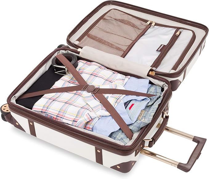 SwissGear 7739 Hardside Luggage Trunk with Spinner Wheels, White, Carry-On 19-Inch