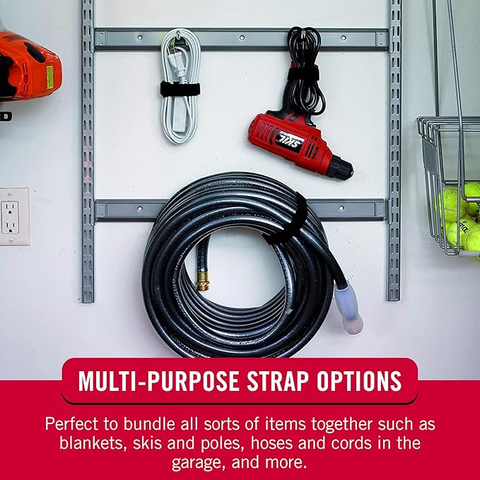 VELCRO Brand VEL-30794-AMS Elastic Cinch Straps with Buckle | 6pc Variety Pack 8"-15"-30"| Stretchable to Snugly Fasten Power Cords, Lumber, Bicycles, Sleeping Bags, Outdoor Umbrellas, More | Black