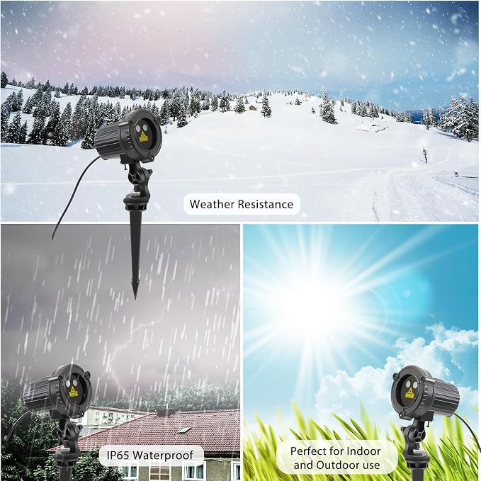 SUNFUCAN Laser Christmas Projector Lights Outdoor, Outdoor Garden Laser Light, Landscape Lights with Red and Green Stars, IP65 Waterproof,Cold Resistant. Suitable for Holiday, Party, Garden Decorati | Landscape Lights with Red and Green Stars, IP65 Wat...