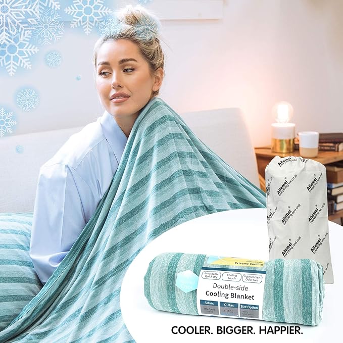 Ailemei Direct Cooling Blanket for Hot Sleepers, Double Sided Cold Effect, Queen Size Lightweight Breathable Summer Large Big Blankets for Bed,Transfer Heat to Keep Body Cool Night Sweats, 90"x90"