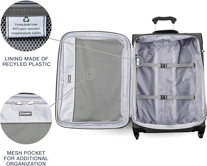 Travelpro Maxlite 5 Softside Expandable Luggage with 4 Spinner Wheels, Lightweight Suitcase, Men and Women, Shadow Grey, 2-Piece Set (21/25)