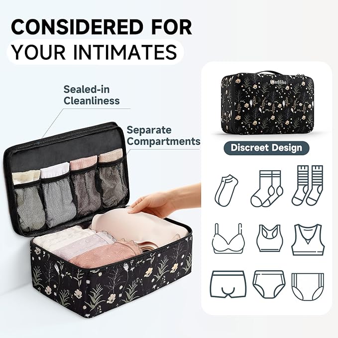 11 Set / 9 Set Packing Cubes for Travel,Gifts for Women Mom Kids,TSA Approved Bags for Makeup, Cosmetic, Toiletry, Organizers for Suitcase Carry On,Cruise Essentials Airplane Accessories,Black Floral