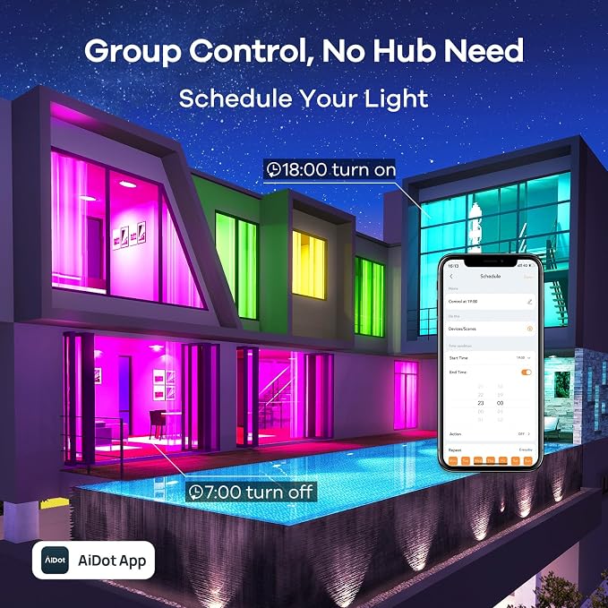 Linkind Smart Light Bulbs, Work with Alexa, Google Home, AiDot | Led Color Changing Light Bulb RGBTW, 2.4G WiFi+Bluetooth, 104 Preset Scene, Music Sync, DIY, Dotis, A19 E26, 60W 800LM, 1Pack