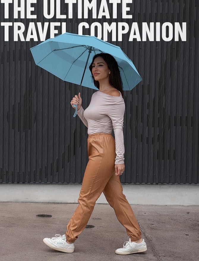 REPEL Windproof Travel Umbrella - Compact & Withstands Winds up to 85MPH , Strongest Premium Auto Folding Umbrella for Rain and Sun - Durable, Light & Portable for Women & Men , Fits Backpack & Cars