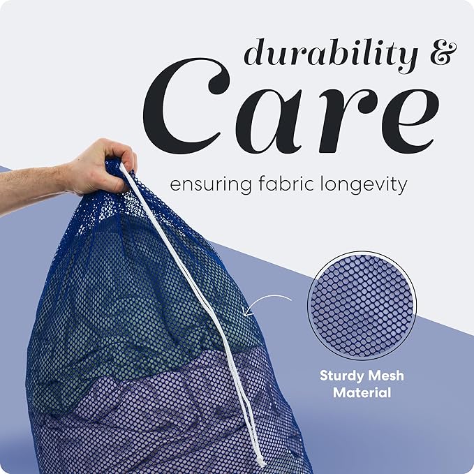 Handy Laundry Mesh Laundry Bags 2 Pack, XL 24 x 36 in, Heavy Duty Nylon, Machine Washable with Drawstring Closure, Large Bag for Delicates, Travel, College Dorm, Camping, Storage, Blue