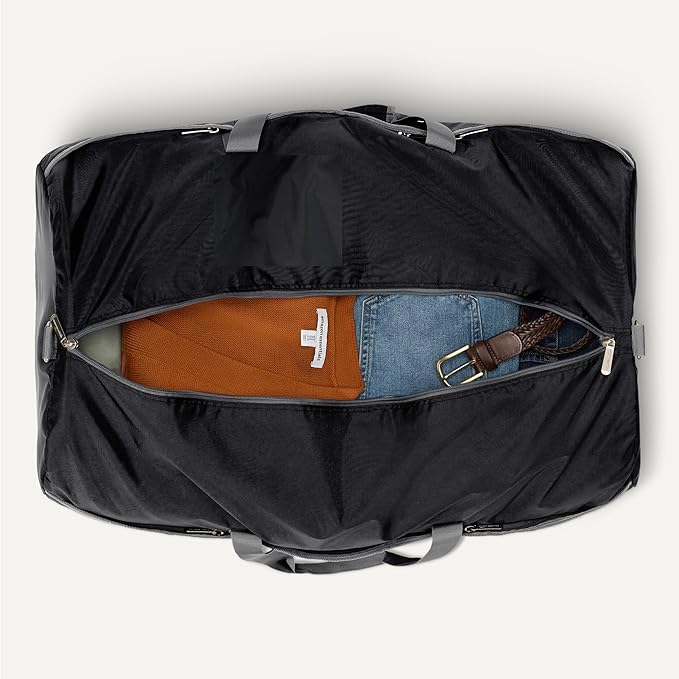 Amazon Essentials Extra Large Foldable Nylon Duffel Bag for Travel/Storage with Zippered Pockets, 32.4", 150L, 50-LBS Capacity, Black (Previously Amazon Basics)