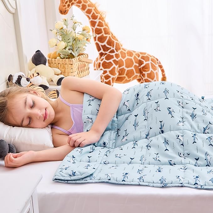 yescool Shark Weighted Blanket 3 Pounds Cooling Weighted Lap Blanket, Heavy Blankets for Sleeping, Weighted Throw Blanket Gifts for 20-40lbs, 36"x48"