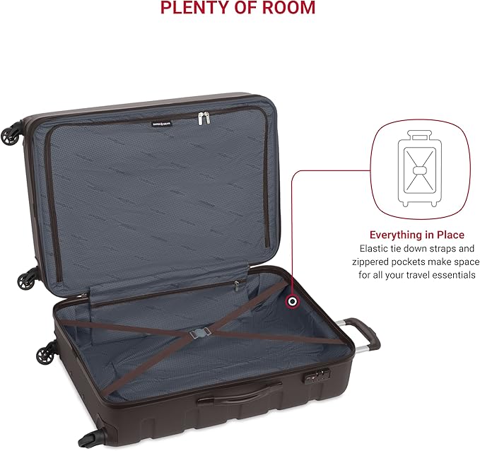 SwissGear 7366 Signature Hardside Expandable Luggage with Spinner Wheels and TSA Lock, Weekender Tote, Chocolate, 2-Piece Set (Weekender/27)