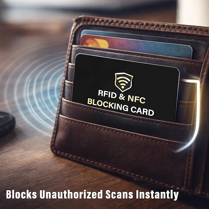 SaiTech IT 5 Pack RFID Blocking Card, One Card Protects Entire Wallet Purse, NFC Contactless Bank Debit Credit Card Protector ID ATM Guard Card Blocker–(Black)