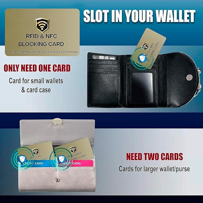SaiTech IT 20 Pack RFID Blocking Card, One Card Protects Entire Wallet Purse For Men & Women, Contactless Bank Debit Credit Card Protector ID ATM Guard Card – Golden