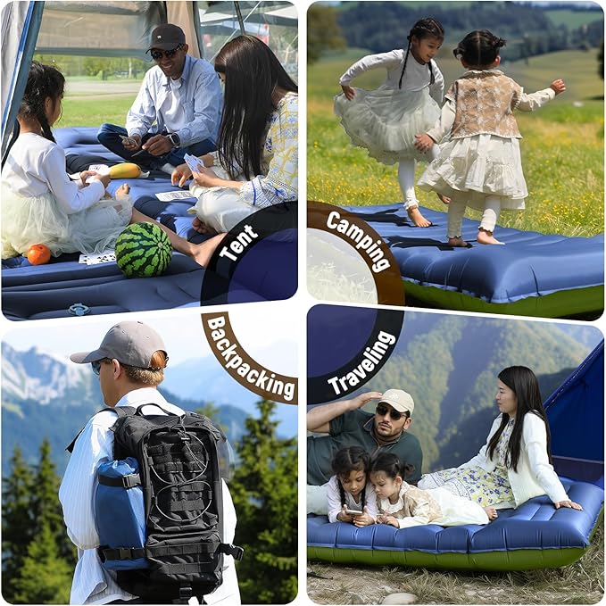 Myxslop Sleeping Pad, Ultralight Inflatable Sleeping Pad for Camping with Pillow & Pump, Air Mattress Super Portable, Great for Camping Gear, Hiking, Side or Lounging Sleeper (Blue)