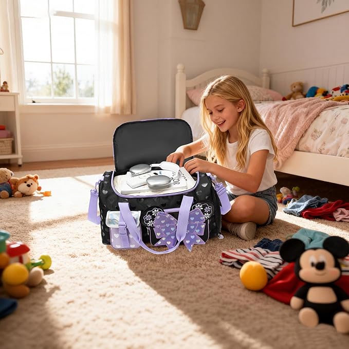 Kids Duffle Bag Girls Dance Bag for Kids with Shoe Compartment Lightweight Carry On Weekender for School,Sleepover,Gym & Family Trips