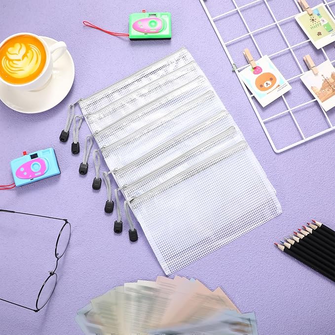 Jetec 32 Pcs Mesh Zipper Bags Toy Storage Bikini Organizer Bag Bolsas Para Guardar Trajes De Bano Waterproof Zipper Reusable Pouch Puzzle Multipurpose for Storage Office(Grey,7.5 x 5 Inch)