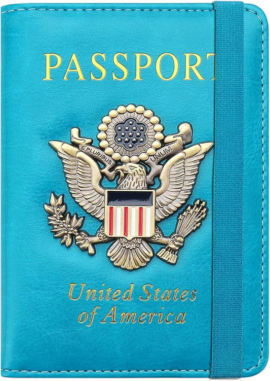 Premium Passport Holder for Travel, RFID Blocking Passport Cover Slim, Durable & Travel-Friendly, Passport Wallet Keep Your Documents Safe & Organized (Sky Blue)