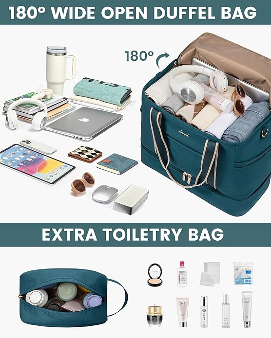 LOVEVOOK Travel Duffle Bags for Women, 45L carry on weekender bags, personal item travel with Toiletry