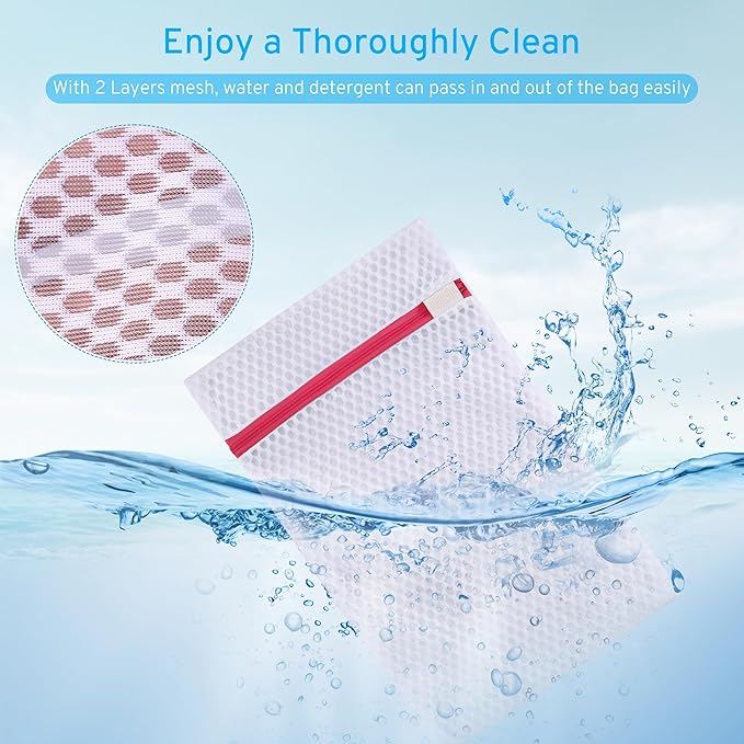 3 Pack 3 Size Durable Honeycomb Mesh Laundry Bags Set for Delicates with AUTO-Lock Zipper, Lingerie Bags for Washing Delicates, Laundry Bags Mesh Wash Bags, Delicates Laundry Bag