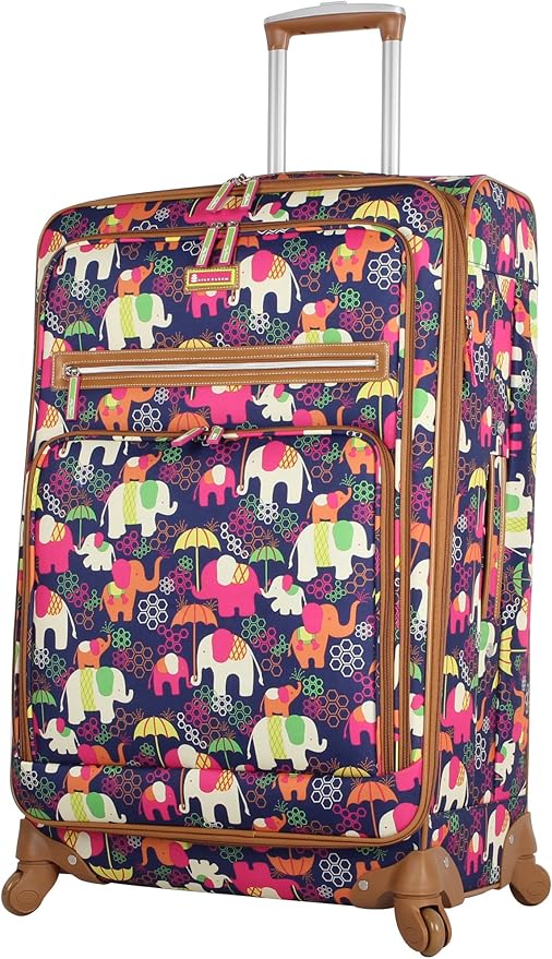 Lily Bloom Design Pattern 28" Luggage Softside Expandable With Double Spinner Wheels, Large Lightweight Suitcase Checked Bag For Women