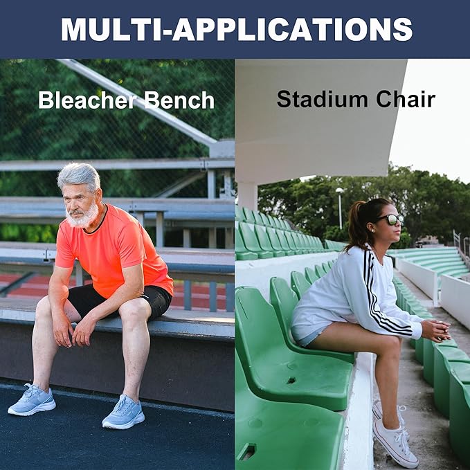 Stadium Seat Cushions, Portable Bleacher Cushions with Handle, Waterproof Oxford Fabric, Zipper Design (Blue - 3 Pack)