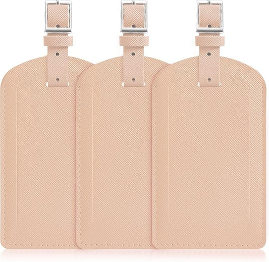 3 Pack Luggage Tags for Suitcases, TSA Approved Bag Tags, Baggage Tags with Privacy Protection, Travel Essentials Luggage Accessories, Pale Pink
