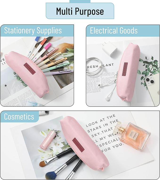 Mr. Pen- Cute Pencil Case Pouch, Pink Color, Multipurpose Canvas Bible Pencil Pouch