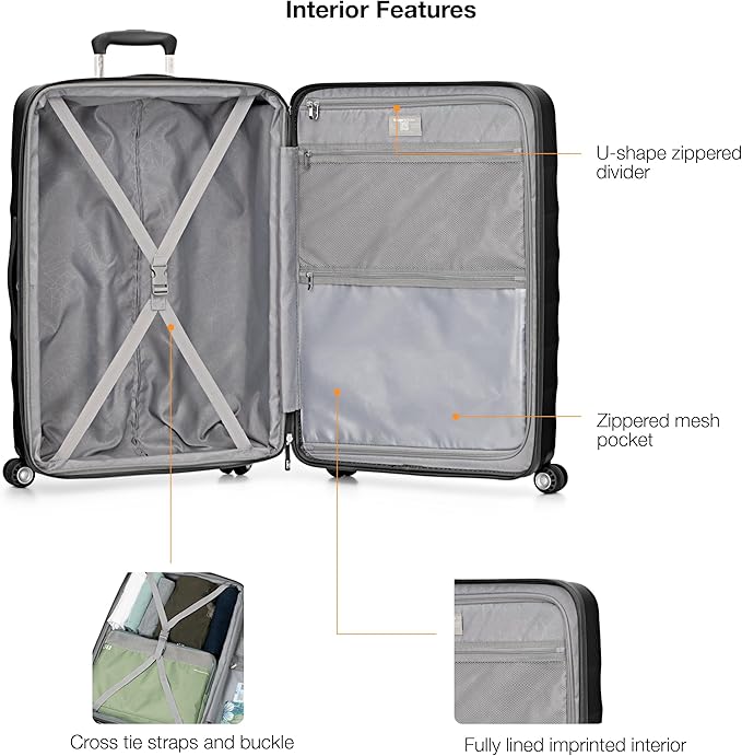 Traveler's Choice Elm 2PC Expandable Spinner Luggage Set - Matte Black