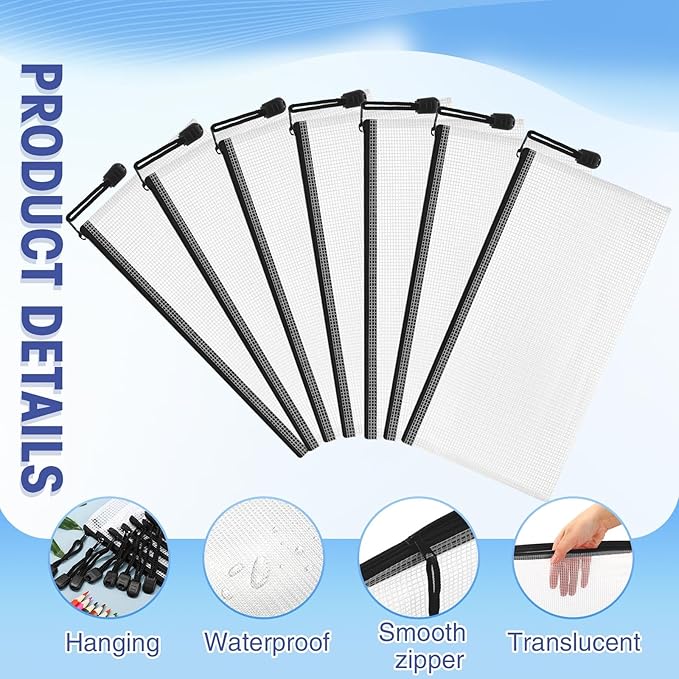 Jetec 32 Pcs Mesh Zipper Bags Toy Storage Bikini Organizer Bag Bolsas Para Guardar Trajes De Bano Waterproof Zipper Reusable Pouch Puzzle Multipurpose for Storage Office(Black,9.5 x 4.5 Inch)