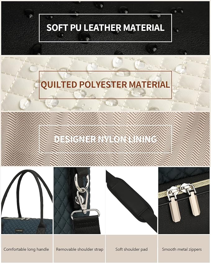 Duffle Bag for Women Travel, Weekender Bag Overnight Bag with Shoe Compartment, Carry on Bag with Crossbody Purse for Over Night, Weekend, Yoga, Gym, Business Trips, Hospital, PeacockBlue Black