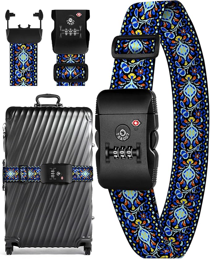Slohif Luggage Straps TSA Lock for Suitcases - Travel Belt TSA Approved Accessories Luggage Identifiers Carry On Bag with Buckle Nylon Adjustable Band for Add a Bag Bird