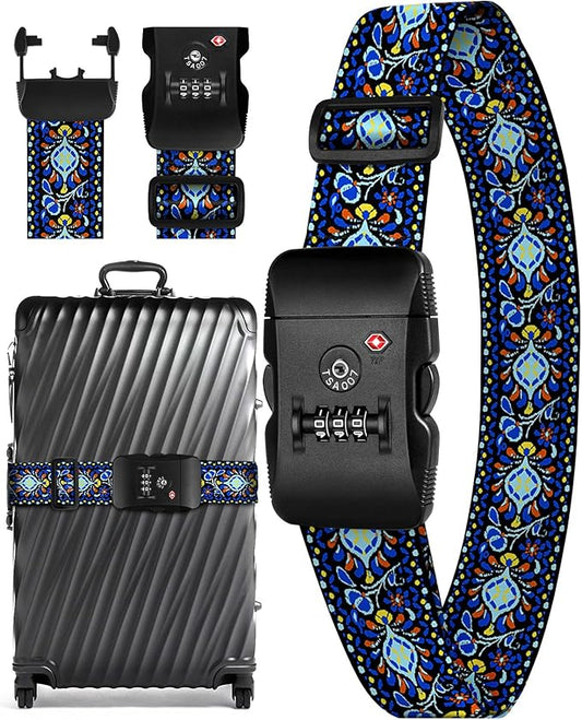 Slohif Luggage Straps TSA Lock for Suitcases - Travel Belt TSA Approved Accessories Luggage Identifiers Carry On Bag with Buckle Nylon Adjustable Band for Add a Bag Bird